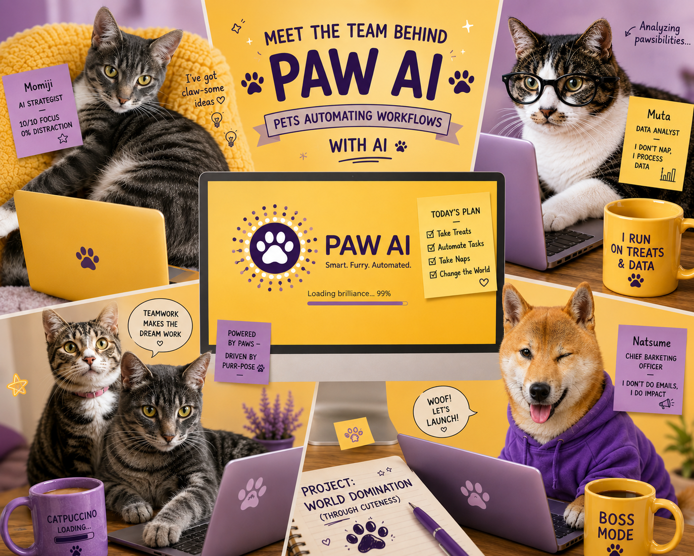 PAW AI creative workspace with pets and AI